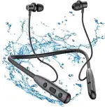 SOPPY Bluetooth 5.3 Kopfhörer Sport in Ear, Kabellose Sportkopfhörer Magnetisches Ohrhörer Nackenbügel Kopfhörer mit Mikrofon/IPX6 Wasserdicht/30 Std. Spielzeit/Geräuschreduzierung, Schwarz