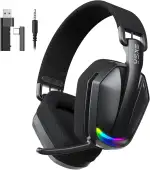 EKSA 2.4GHz Wireless Gaming Headset für PS5/PS4, PC, Switch, Mac, Bluetooth 5.4 Gaming Headset mit Mikrofon,169g Ultraleicht, RGB, Typ-C, 35 Stunden Akkulaufzeit, PC Gaming Kopfhörer