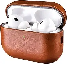 Leder Hülle für AirPods Pro 3 2025, ICARER Premium Echtleder Stoßfeste Schutzhül