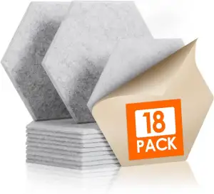 Rdutuok 18 Stück Selbstklebend Akustik Panel,30x26x1cm Hexagon Akustik Absorber 