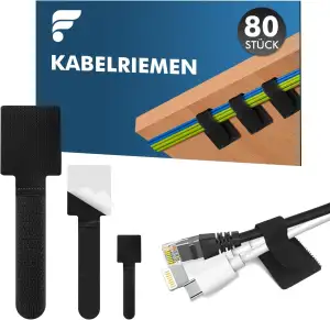 80 Stück Kabelmanagement Set – Selbstklebende Kabelhalter, Wiederverwendbarer Ka