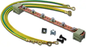 DIGITUS Potentialausgleichsschiene - 220 mm Länge - für 19" Netzwerk- & Serverschränke von DIGITUS - 6 Verbindungspunkte - inkl. 4x Erdungskabel - Kupfer