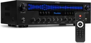 Audizio AV560EQ - 5.1 HiFi Verstärker mit Bluetooth, 390 Watt AV Receiver & Stereoanlage für Heimkino, TV & Musik - Verstärker HiFi Stereo mit Subwoofer-Out, USB, FM-Radio, 2X Mikrofon, Equalizer