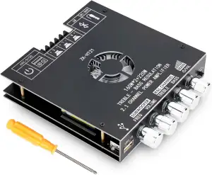 HiFi Verstärker Modul 2.1 Kanal mit Bluetooth,160Wx2+220W Subwoofer,Mini Digitaler Stereo Endverstärker,TDA7498E Chip,BT 5.0/USB/AUX Eingang,DC 15-36V, ZK-HT21 Sound Board für Heimkino & Lautsprecher