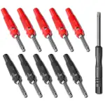 4mm Hochstrom Bananenstecker Stapelbar 32A Schraube Typ Lötfrei Bananenstecker Adapter 10 Stück Rot&Schwarz