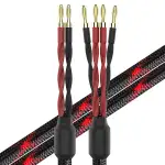 KK Cable k4B-2B Bi-Wire Lautsprecherkabel, 2,5 m pro Kabel, 1 Paar (12 Bananenstecker), schwarz, Stecker auf Stecker, Outdoor, FCC-zertifiziert