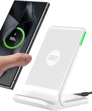 INIU Wireless Charger, [Weiße, 15W] Induktive Ladestation Schnelles für iPhone 1