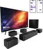 ULTIMEA 7.1 Surround Sound System für TV mit Dolby Atmos, App Steuerung, 4 kabelgebundene Surround-Lautsprecher, 460W Soundbar für Smart TV mit Wireless Subwoofer, Heimkino Sound System, Poseidon D80