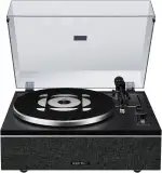 ONE-S Plattenspieler mit integrierten Lautsprechern & DSP, Vintage Turntable All-in-One mit Bluetooth Eingang/Ausgang, Phono Vorverstärker, AT-3600L Tonabnehmer, 33/45 U/min (Schwarz)