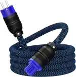 Audiophile High-End Netzkabel 4N OFC C15 Buchse Netzkabel Hochwertige Nylon geflochtene Hülse Netzstecker mit Rhodium beschichteten Steckern für Audio,Lautsprecher,Subwoofer,Heimkino(1.5M)
