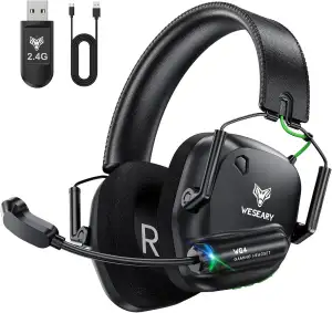 WG4 Gaming Headset Wireless, 2,4G Wireless Gaming Headset mit Mikrofon für PS5, 