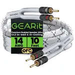 GEARit Hochwertiges, robustes, geflochtenes Lautsprecherkabel (14 AWG), mit doppelt vergoldeten Bananensteckerspitzen, sauerstofffreie Kupferkonstruktion (OFC), Weiß