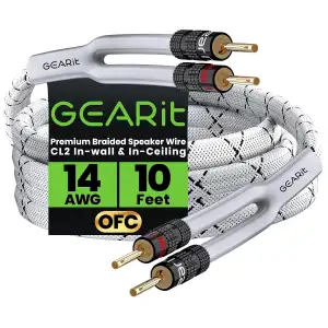 GEARit Hochwertiges, robustes, geflochtenes Lautsprecherkabel (14 AWG), mit dopp