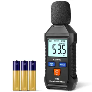 Schallpegelmesser, Digitales Dezibelmessgerät (Bereich 35 – 130 dB(A)) mit Hinte