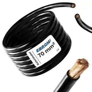 EBROM - 2 Meter Batteriekabel - Massekabel - schwarz - 70mm2 | 70 mm² | 70 mm2 - Vollkupfer 99,9%...