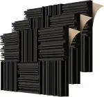 BXI Selbstklebende Akustikschaum-Paneele, 30 x 30 x 5 cm 18 Stück Breitband Schallabsorbierender Schaum, Dichte Schalldämmungspolsterung, Aufnahmestudio Schaumabsorber