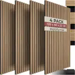 tectake® 3D Akustikpaneele 120 x 60 x 2,1 cm, Holz Optik Paneele, Wandpaneele in Holzoptik als Sc...