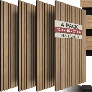 tectake® 3D Akustikpaneele 120 x 60 x 2,1 cm, Holz Optik Paneele, Wandpaneele in