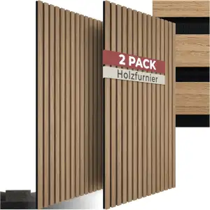 tectake® 3D Akustikpaneele 120 x 60 x 2,1 cm, Holz Optik Paneele, Wandpaneele in