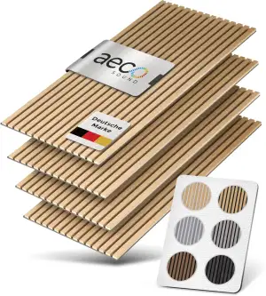 Akustikpaneele Holz – 4er-Set | 120x60cm | Echtholz Eiche & Akustikfilz Grau – 3