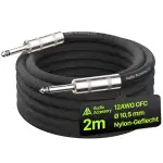 12 AWG Gitarren Lautsprecherkabel 2m, 99,99% OFC, Kevlar-Verstärkung,Dreifach-Abschirmung (2× OFC + Alufolie), Geräuschlos für Fender Mashall Verstärker und Lautsprecherboxen