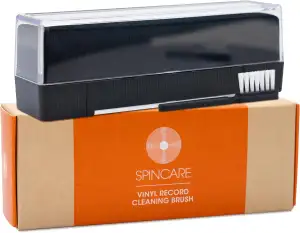 Schallplattenbürste | Spincare Samt Plattenbürste für LPs mit Schutz-Staubabdeck