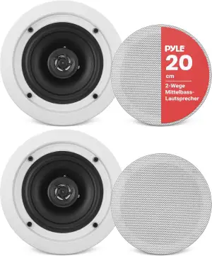 Pyle 20cm Einbaulautsprecher, Deckenlautsprecher, Flacher Woofer, 250W Wandlauts