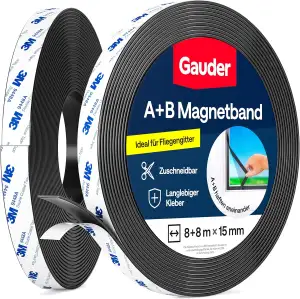 GAUDER A+B Magnetband für Fliegengitter & Moskitonetze - Selbstklebende Magnetst