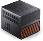Jonsbo N5 NAS-Gehäuse – Würfelförmiges E-ATX Cube Case mit Platz für 16 Laufwerke, 8 Slots, Mesh-Design, Holzdekor, USB-C, ideal für NAS & Workstation, schwarz