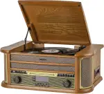 Reflexion HIF2002DAB Retro HiFi Anlage mit Plattenspieler, DAB+ Radio, CD/MP3 Player, Kassettendeck, Bluetooth 5.0, USB Encoding (Digitalisieren), AUX-IN & Line-Out, Echtholzgehäuse