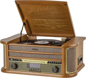 Reflexion HIF2002DAB Retro HiFi Anlage mit Plattenspieler, DAB+ Radio, CD/MP3 Player, Kassettendeck, Bluetooth 5.0, USB Encoding (Digitalisieren), AUX-IN & Line-Out, Echtholzgehäuse