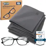 Brillenputztücher Mikrofaser 4X Grau - 20x20cm Extra Weich – Bildschirm Reinigungstücher, Brillenputztuch Groß, Microfaser Brillenputztuch für Klare Sicht und Sanfte Pflege der Brille