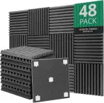Akustikschaumstoff, 48 Stück Akustikpaneele, 30x30x3cm, Hochdichte Schallabsorber Wand, Schallabsorber, Schalldämmung für Tonstudio, Anthrazit-Grau, Enthält Klebstoffe